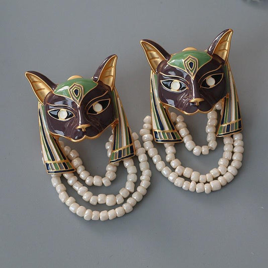 TEEK - Egyptian Cat Earrings JEWELRY theteekdotcom Clipped  