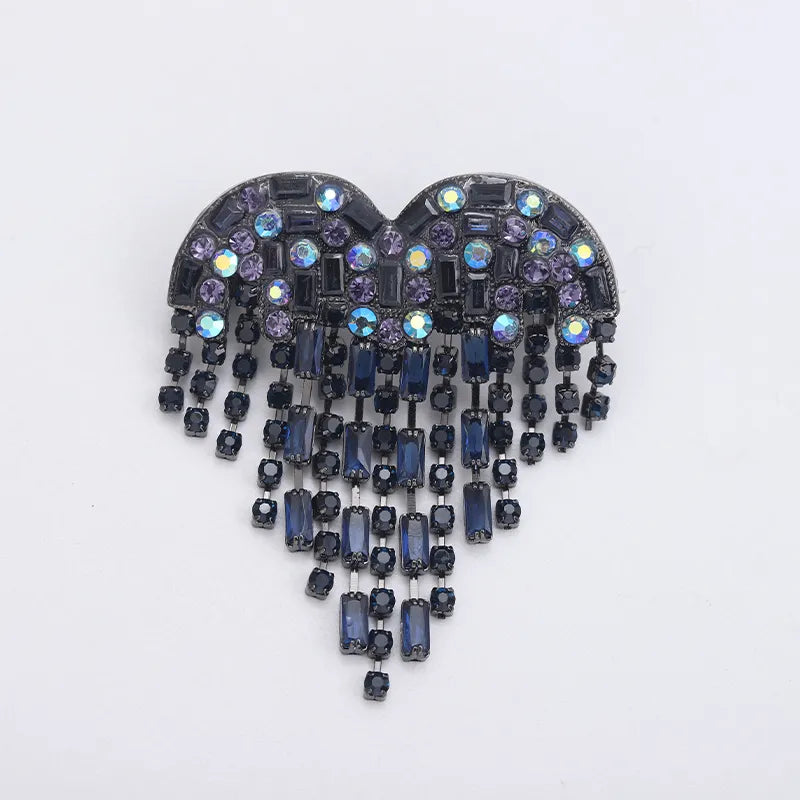 TEEK - Bleed Black Rhinestone Heart Shape Lapel Pins JEWELRY theteekdotcom RD3391BU  