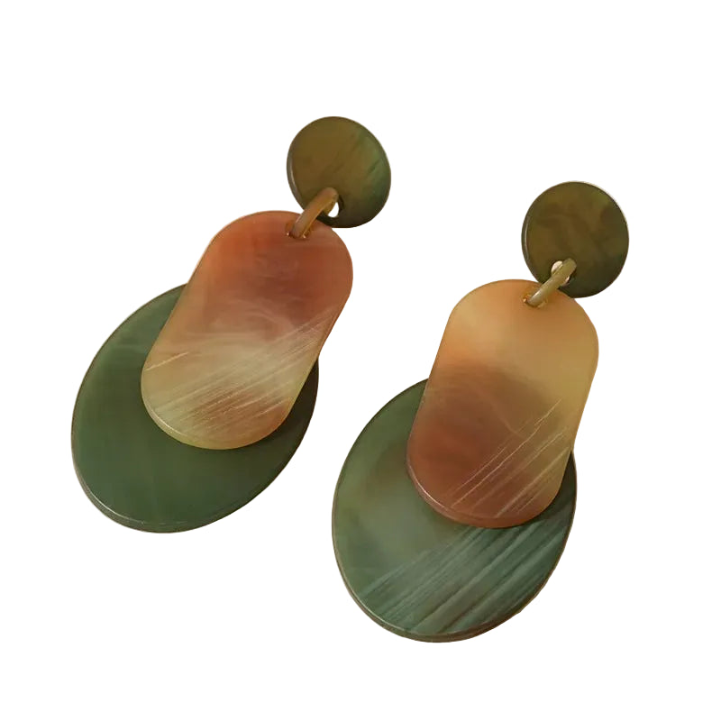Individually Exaggerated Acrylic Geometric Circular Pendant Earrings, Vintage Bohemian Jewelry Trendy Women's Pendant Earrings TEEK