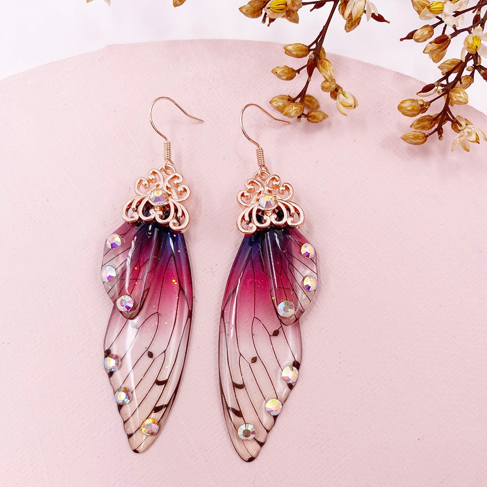 TEEK - Handmade Fairy Wing Earrings  theteekdotcom RoseGold-Purple  