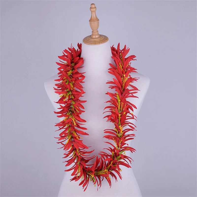 TEEK - Artificial Velvet Spider Lily Flower Handmade Necklace Leis JEWELRY theteekdotcom Red  