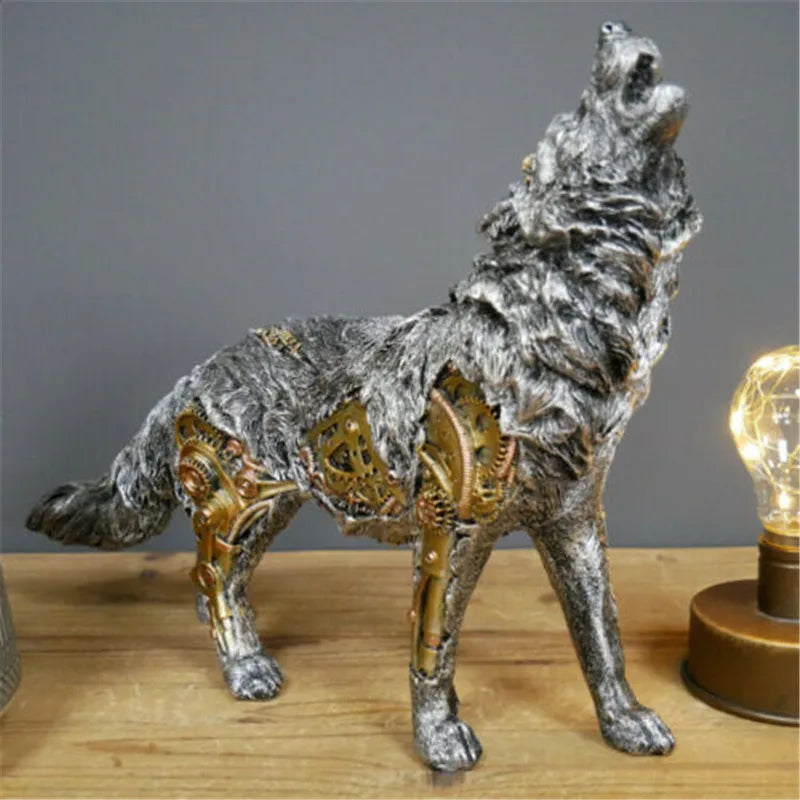 TEEK - Mechanical Figure Resin Steampunk Statue HOME DECOR theteekdotcom Wolf  
