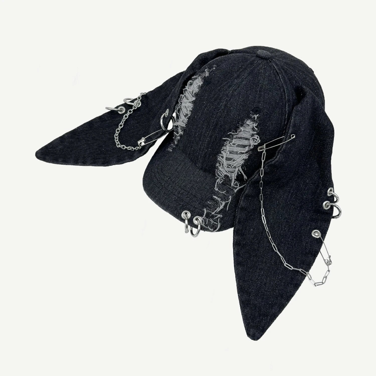 TEEK - Goth Denim Ripped Baseball Cap HAT theteekdotcom