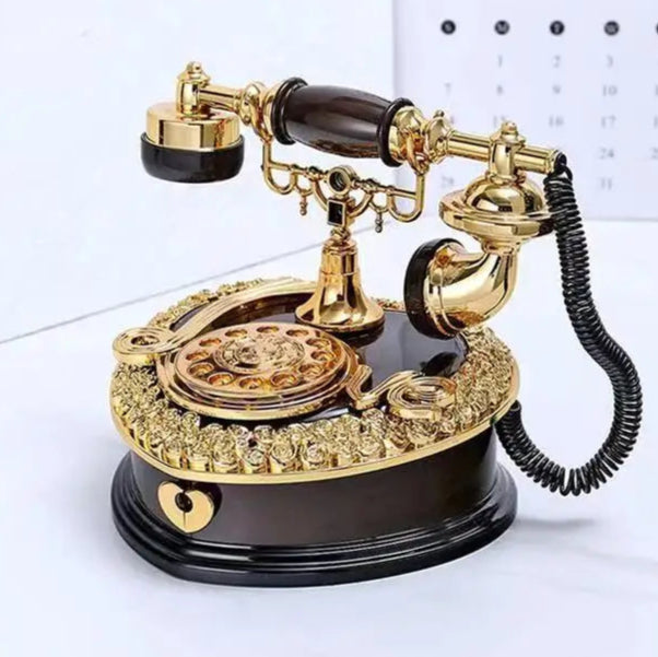 TEEK - Luxury Classic Old-Fashioned Telephone Music Box HOME DECOR theteekdotcom Brown