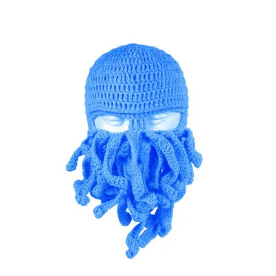 TEEK- Handmade Tentacle Crochet Bearded Beanie HAT theteekdotcom Sky Blue One Size 