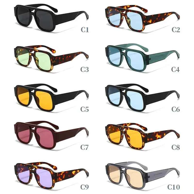 TEEK - Candy Color Double Bridges Square Sunglasses Shades UV400 EYEGLASSES theteekdotcom