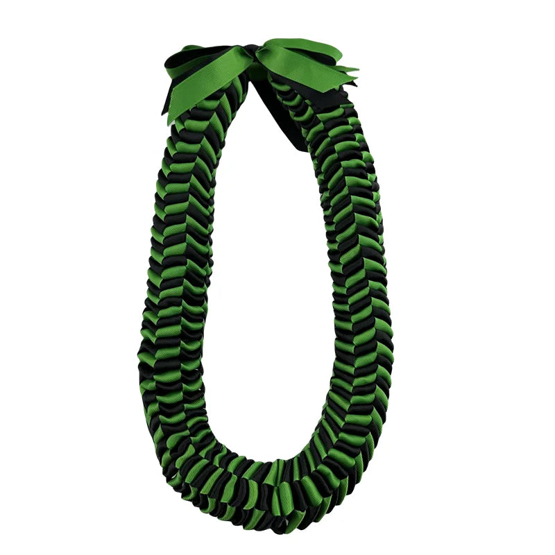 TEEK - Ribbon Lei Necklace JEWELRY theteekdotcom black green 39.4in/100cm Circumference 