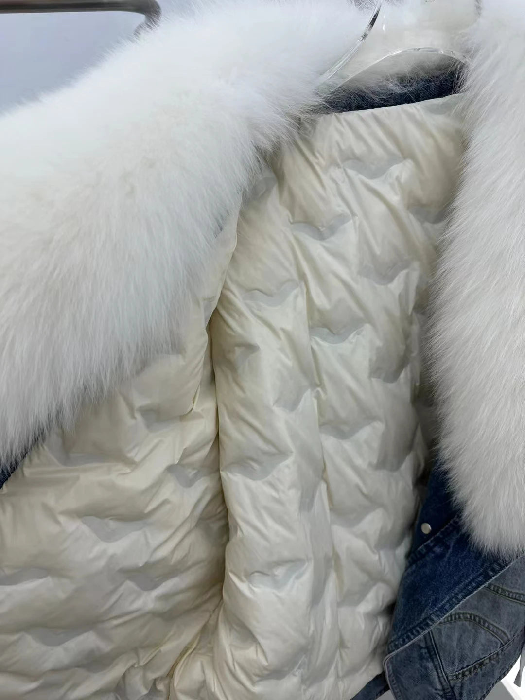 TEEK - Denim Goose Down Fluff Detachable Collar Jacket JACKET theteekdotcom   