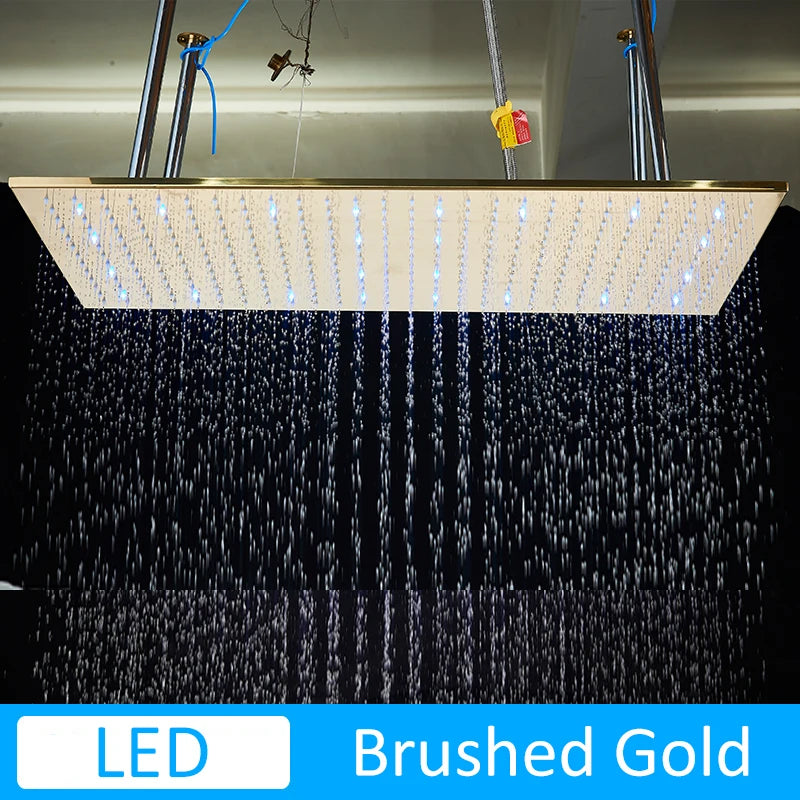 TEEK - Luxury 31.5inx15.7in LED Rainfall Shower Head HOME DECOR theteekdotcom LED Brush Gold