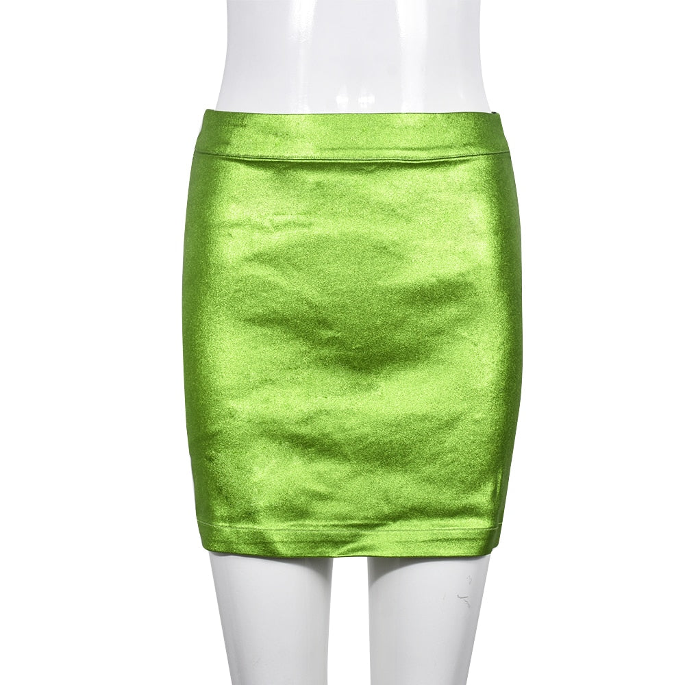 TEEK - Magical Metallic Slim Maxi Skirts SKIRT theteekdotcom Green Mini Skirt S 
