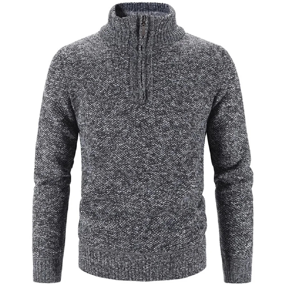 TEEK - Mens Fleece Half Zipper Turtleneck Pullover Sweater SWEATER theteekdotcom Dark Grey US XS | Asian M 