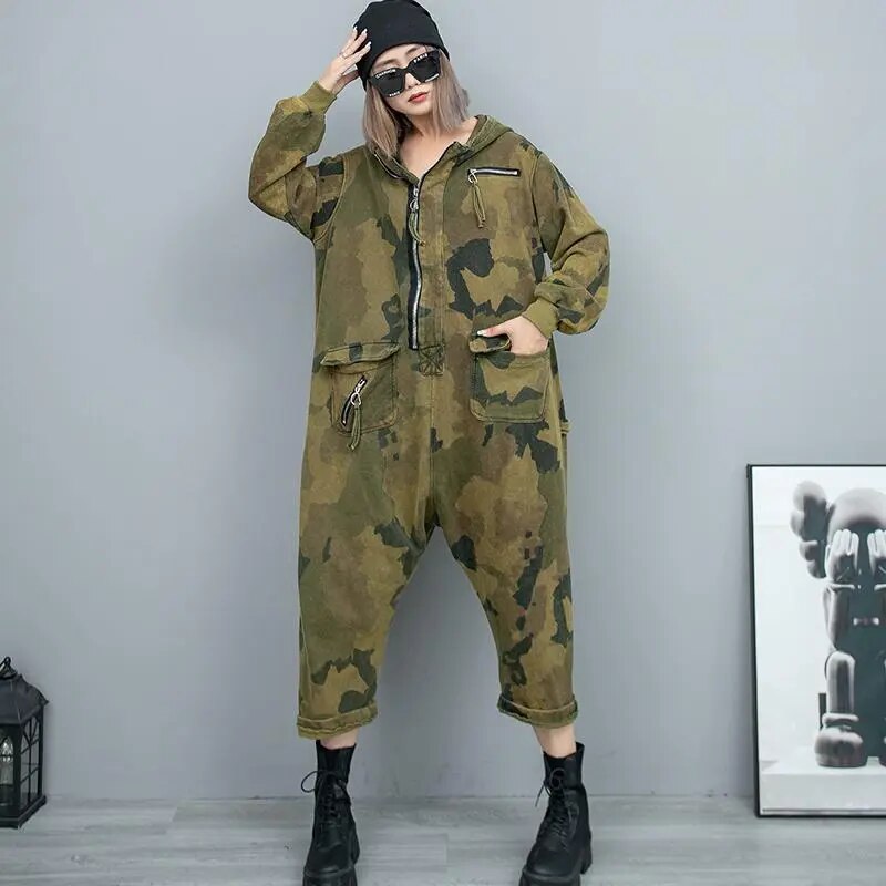 TEEK - Camouflage Long Sleeved Hooded Jumpsuit JUMPSUIT theteekdotcom Default Title  