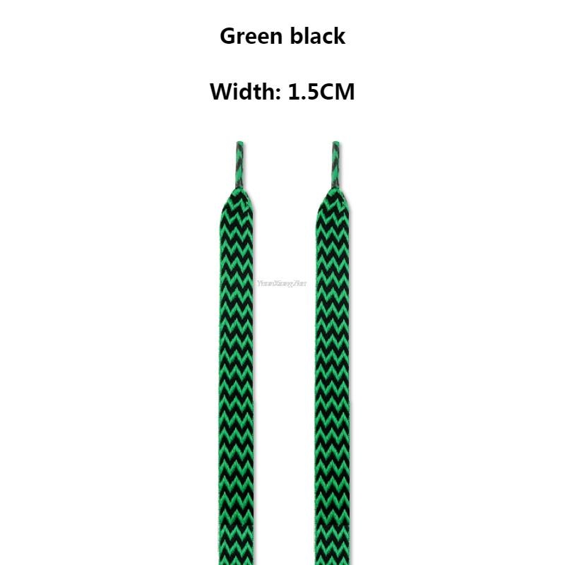 TEEK - Pair of Wide to Extra Wide Flat Shoelaces SHOELACES theteekdotcom 1.5 Green Black 120cm 