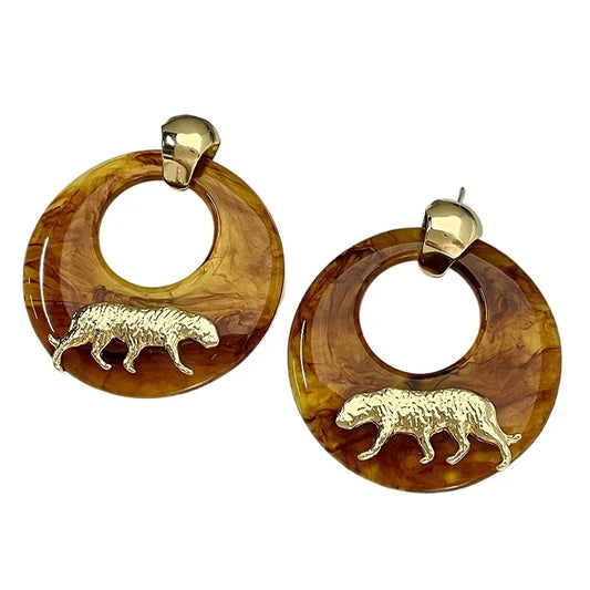 TEEK - Wild Cat Resin Circle Earrings JEWELRY theteekdotcom   