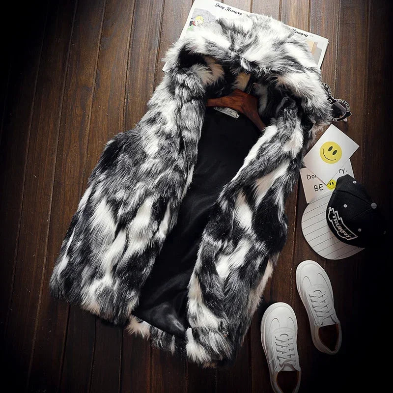 TEEK - Fleece Faux Fox Fur Hooded Jacket Vest VEST theteekdotcom Gray Asia S (US XXS) 