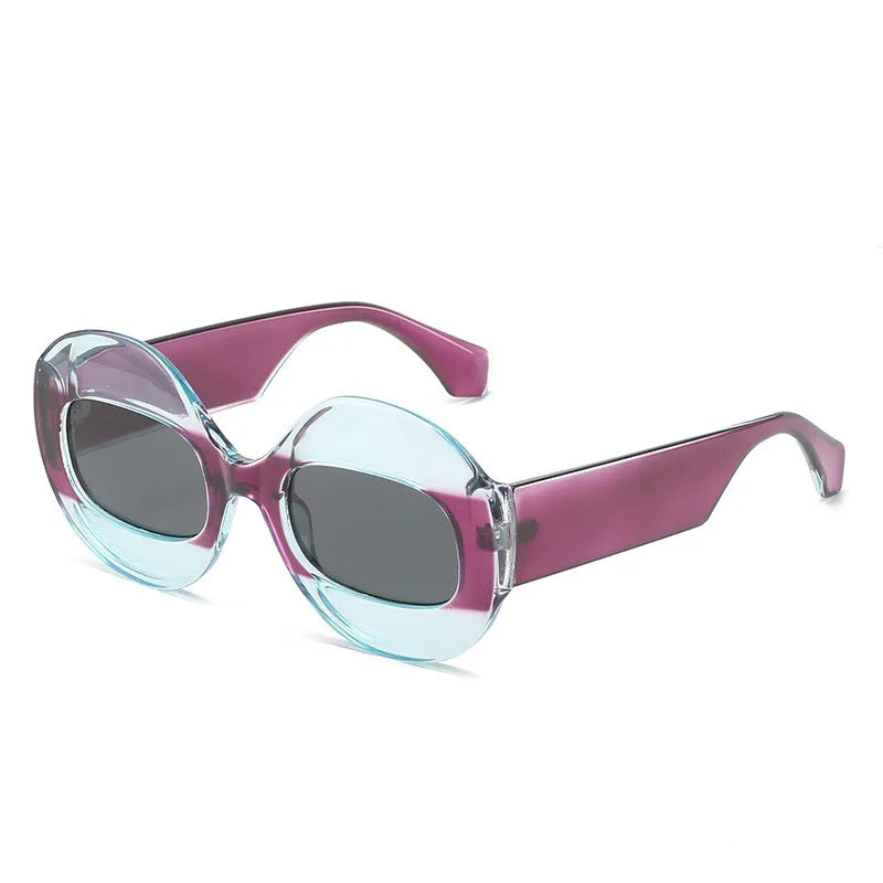 TEEK - Oval Streamline Sunglasses EYEGLASSES theteekdotcom blue-purple-black as picture shows 