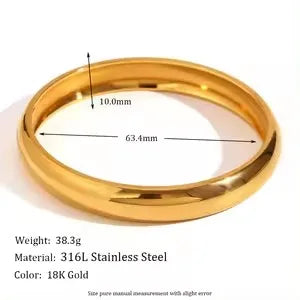 TEEK - Wide Smooth Stainless Steel Bracelet JEWELRY theteekdotcom Gold 64mm and 10mm  