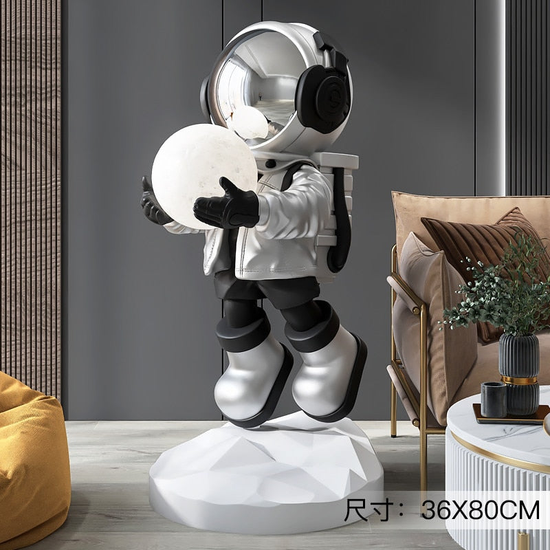 TEEK - Large Astronaut Floor Statue Lamp HOME DECOR theteekdotcom Silver 80-120cm | 2ft 7.5in-3ft 11.25in 