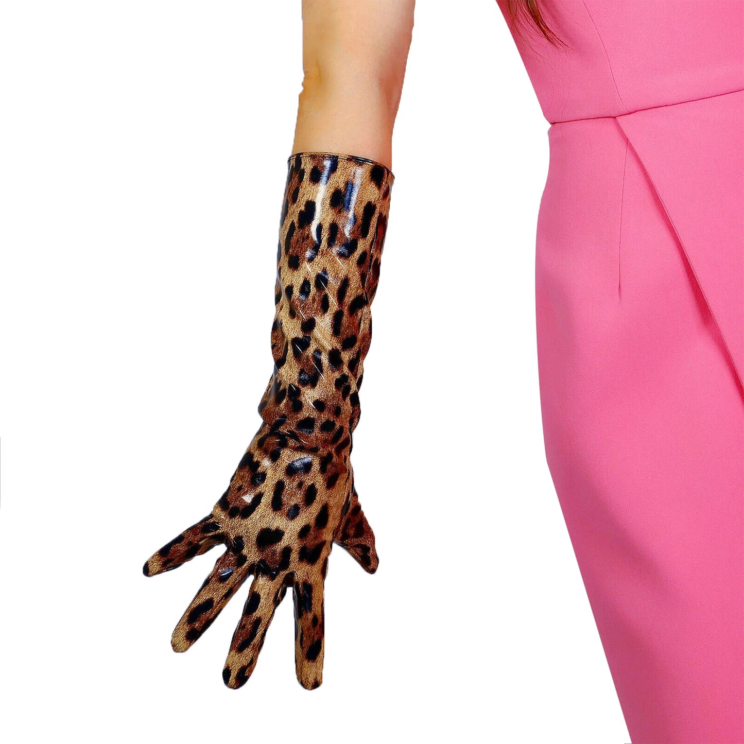 TEEK - Short Wrist Shine Brown Gloves GLOVES theteekdotcom Leopard 40cm M