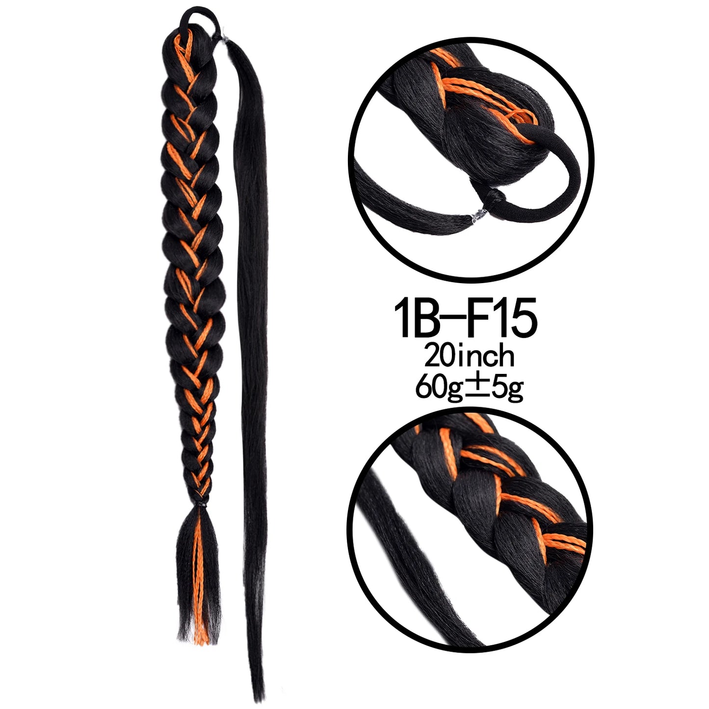 TEEK - 20 Inch Long Braided Synthetic PonytailHair Extension
