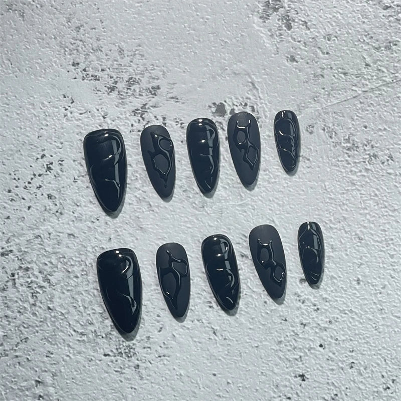 TEEK - Black Handmade False Nails Kit NAIL ART theteekdotcom L
