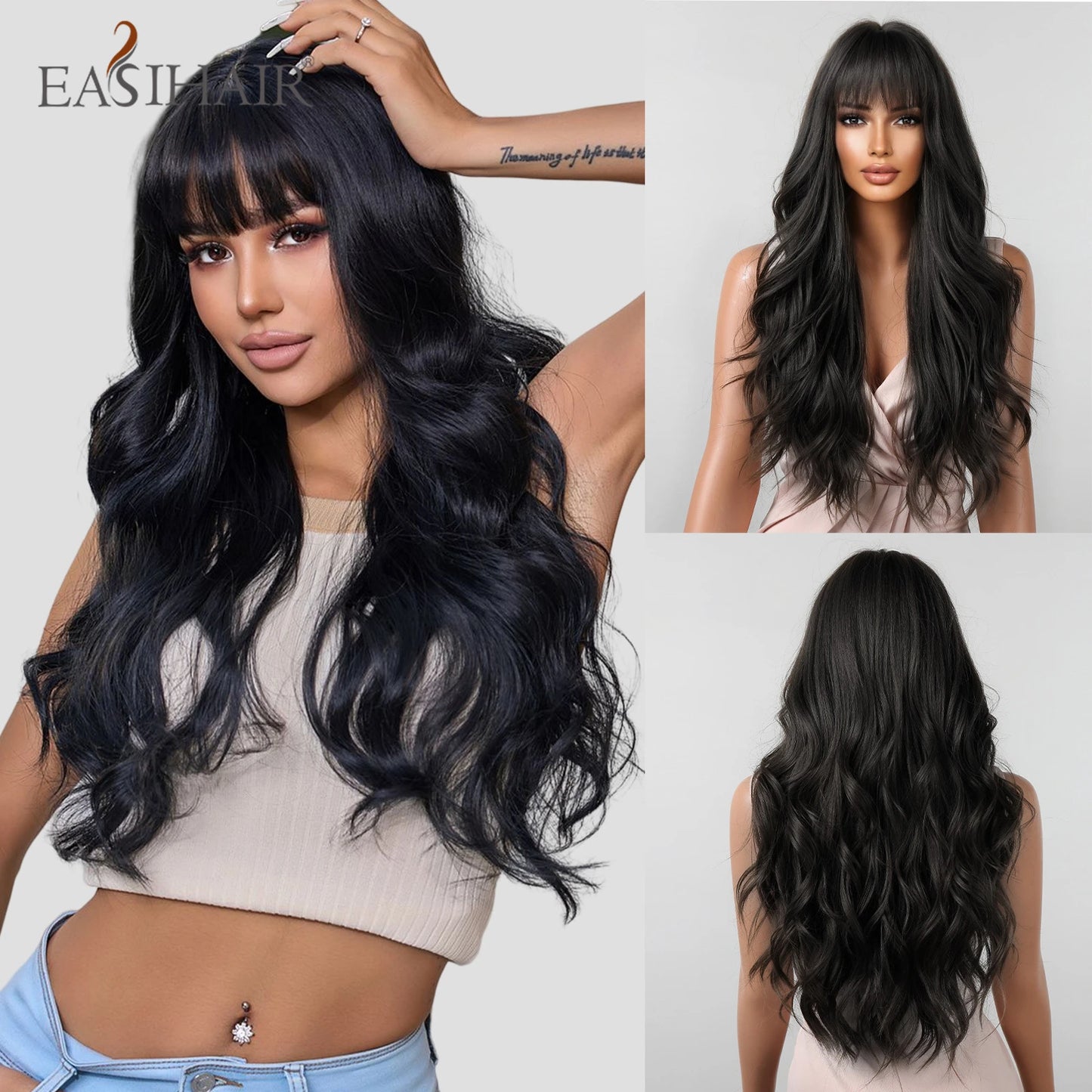 TEEK - Medium Length Wavy Bang Synthetic Wig HAIR theteekdotcom   