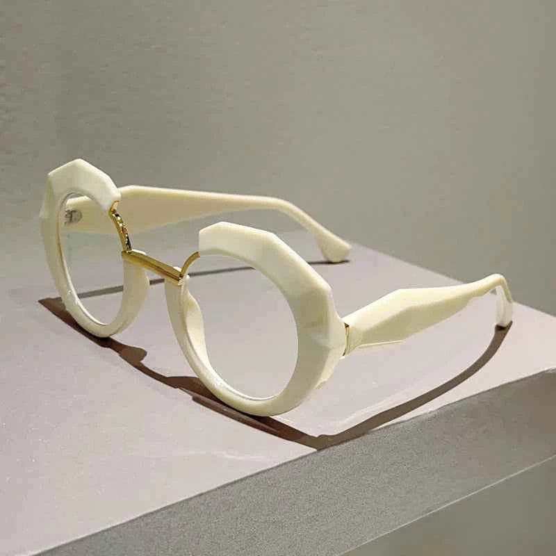 TEEK - Oversized Irregular Blue Light Blocking Eyewear EYEGLASSES theteekdotcom beige