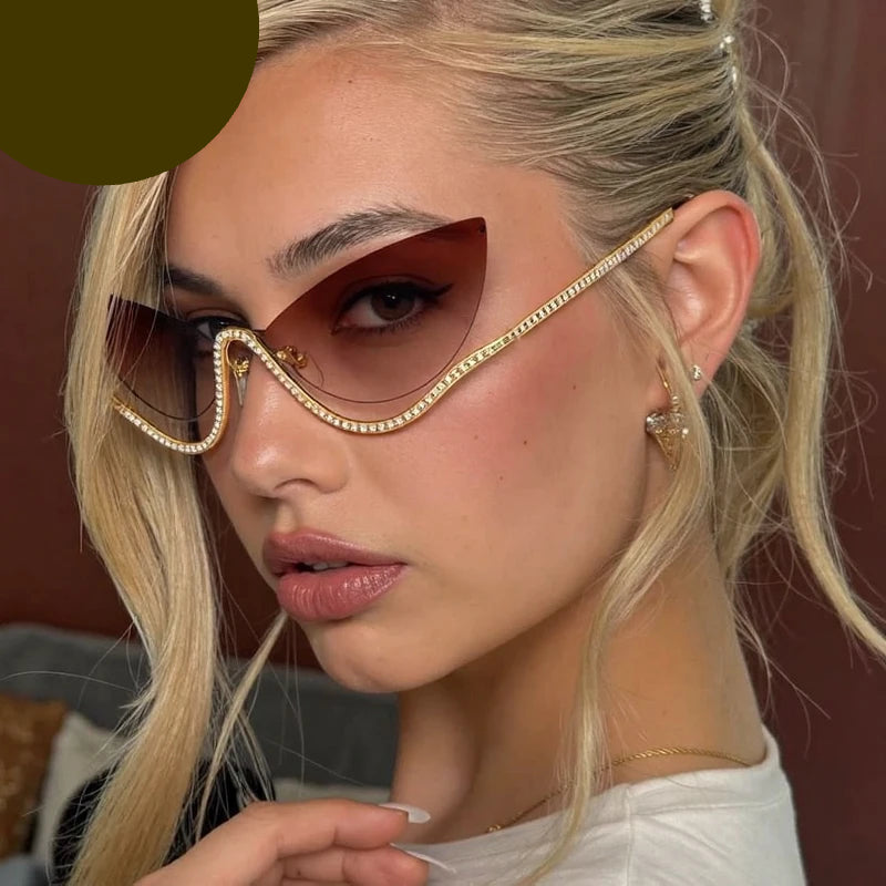 TEEK - Cat Eye Rimless Rhinestone Sunglasses EYEGLASSES theteekdotcom