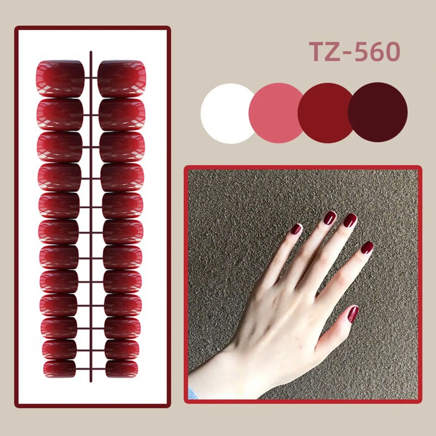 TEEK - 24pcs Long Almond False Nails NAIL ART theteekdotcom TZ-560  