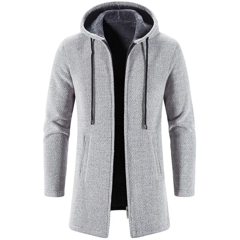TEEK - Mens Zipper Medium Long Sweatercoat COAT theteekdotcom Light gray US XS | Asian M 45-53kg 