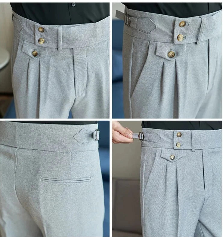TEEK - British Style High Waist Mens Suit Pants PANTS theteekdotcom   
