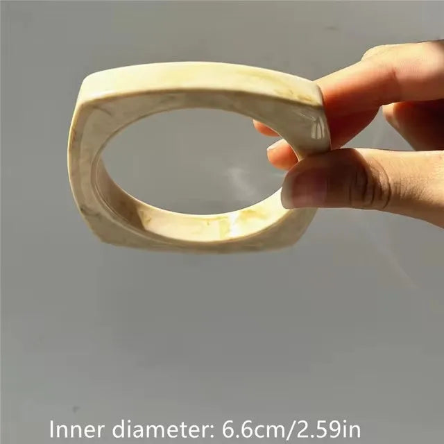 TEEK - Golden Beige Geometric Thick Oversized Bangles JEWELRY theteekdotcom E