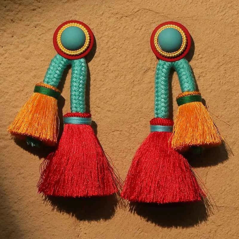 TEEK - Light Yellow Gold Boho Long Tassels Dangle Earrings