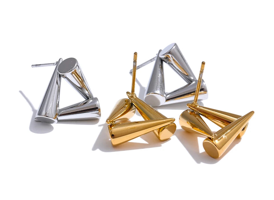 TEEK - Stainless Steel Triangle Geometry Earrings JEWELRY theteekdotcom   