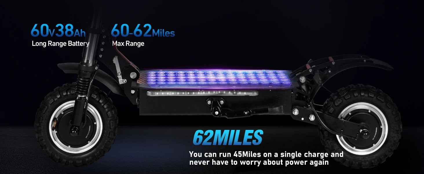 TEEK - Black 6000W High Power Adult Electric Scooter Foldable 60 Miles 50 Mph Fast Electric Scooter TRANSPORTATION theteekdotcom