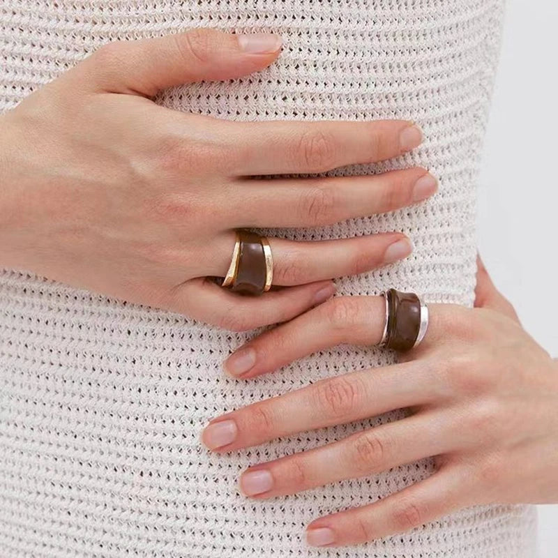 TEEK - Double-Layer Chocolate Drip Glaze Rings JEWELRY theteekdotcom   