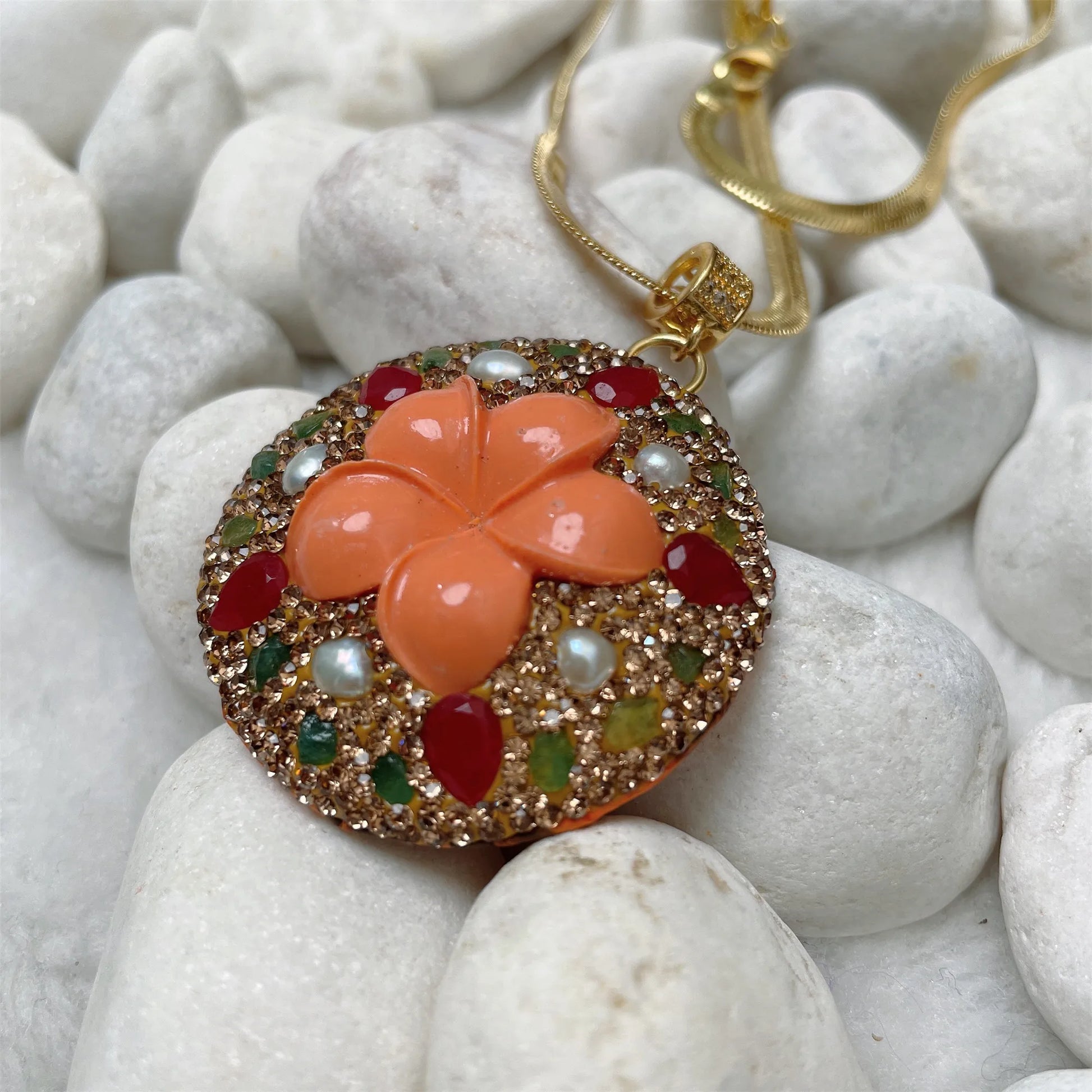 TEEK - Shell Powder Coral Jewelry JEWELRY theteekdotcom necklace pendant  