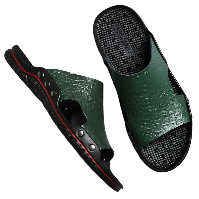 TEEK - Mens Leather Outdoor Slides SHOES theteekdotcom Green R3900 6.5 