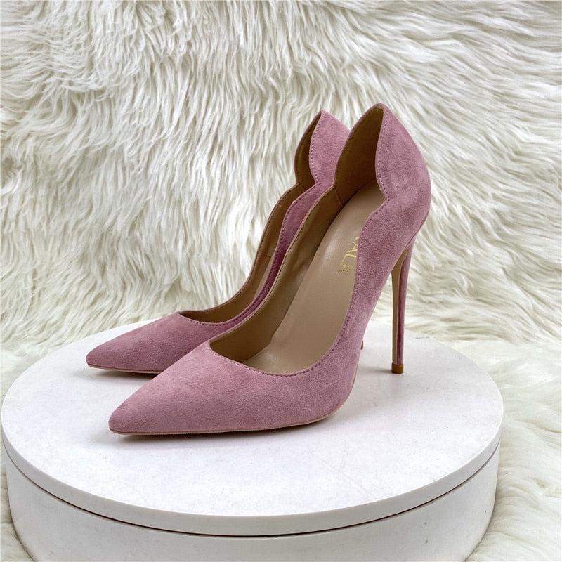 TEEK - Pink Ankle Dent Synth Suede Pumps SHOES theteekdotcom   