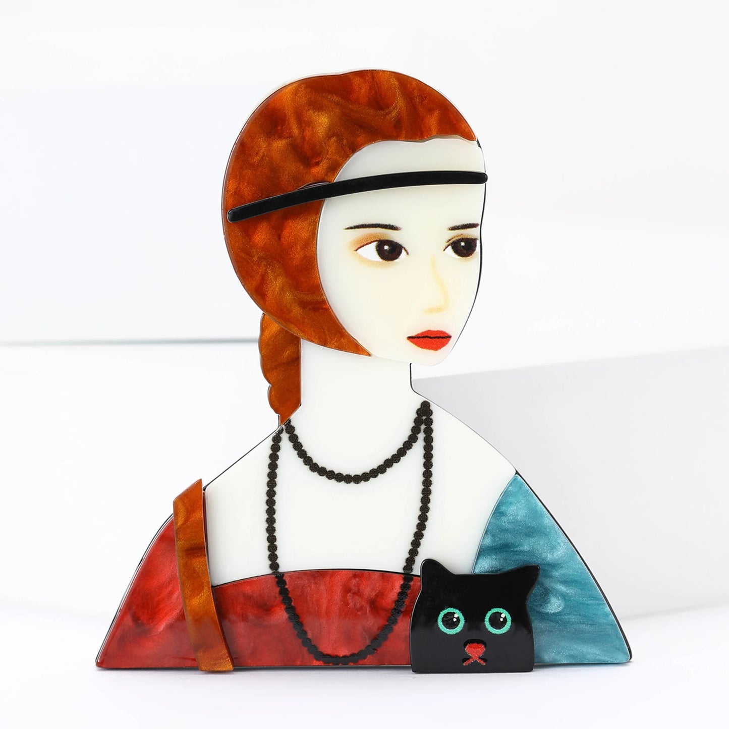 Elegant Acrylic Girls Brooches for Women Unisex Character Face Pins Office Party Funny Luxury Friend Gifts Jewelry Accessories TEEK Brown4598