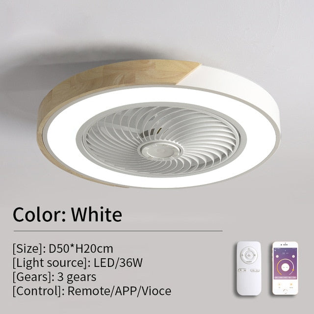 TEEK - Remote LED Ceiling Fan FAN theteekdotcom White 220V RC APP 