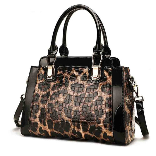 TEEK - Leoprint or Blue Tiled Handbag BAG theteekdotcom Leopard about 32cm-11cm-23cm 