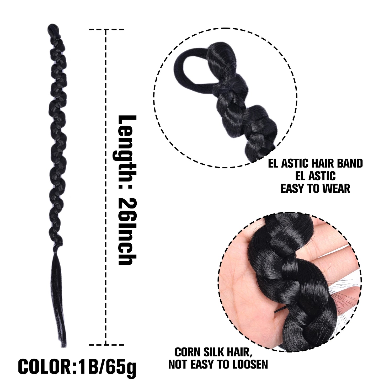 TEEK - 20 Inch Long Braided Synthetic PonytailHair Extension