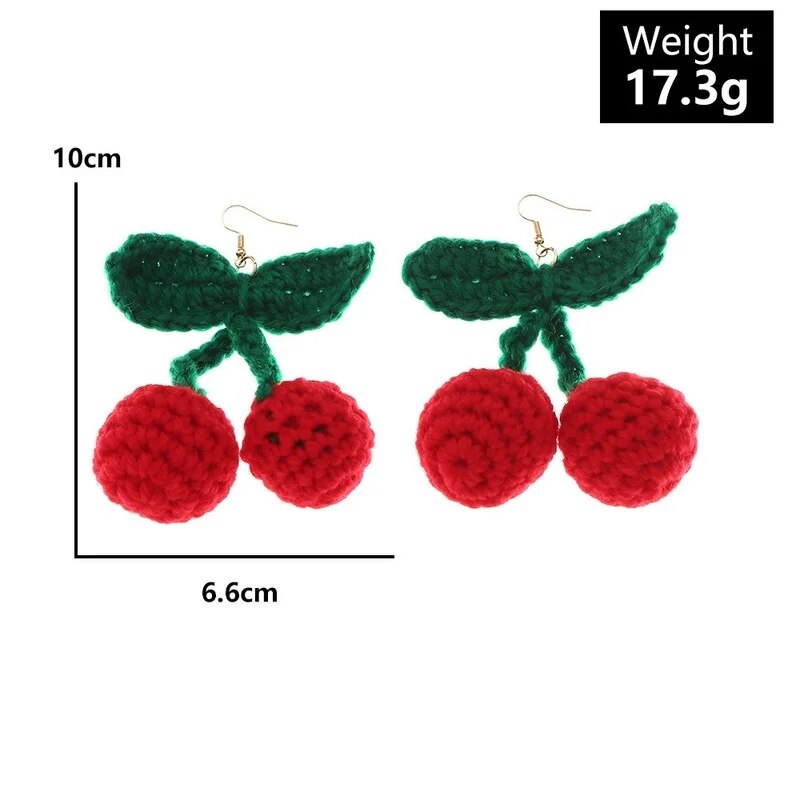 TEEK - Woolen Red Cherry or Strawberry Earrings JEWELRY theteekdotcom   