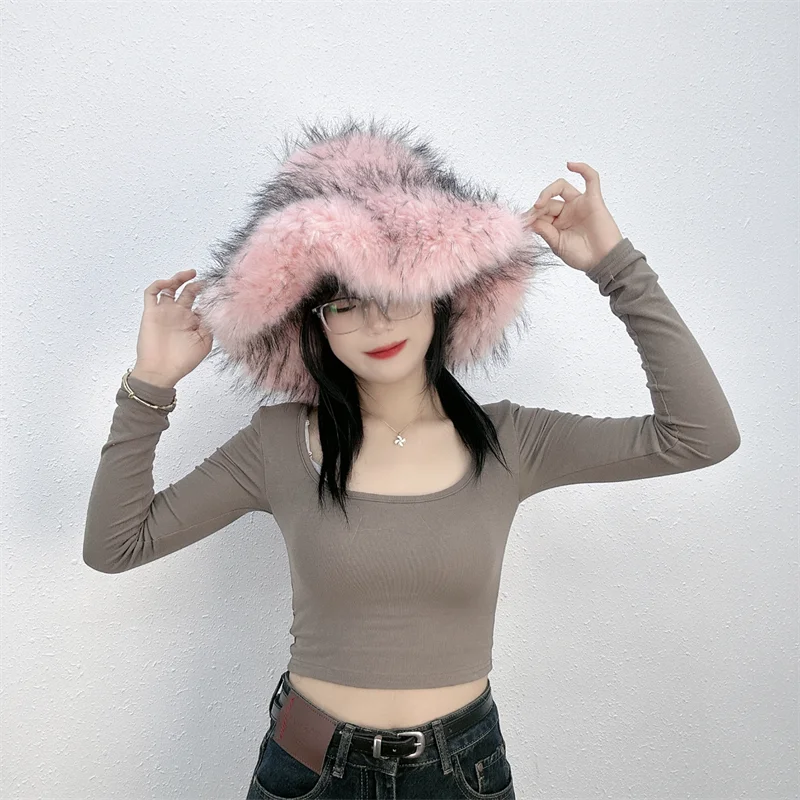 TEEK - Faux Fur Oversized Bucket Hat HAT theteekdotcom light pink