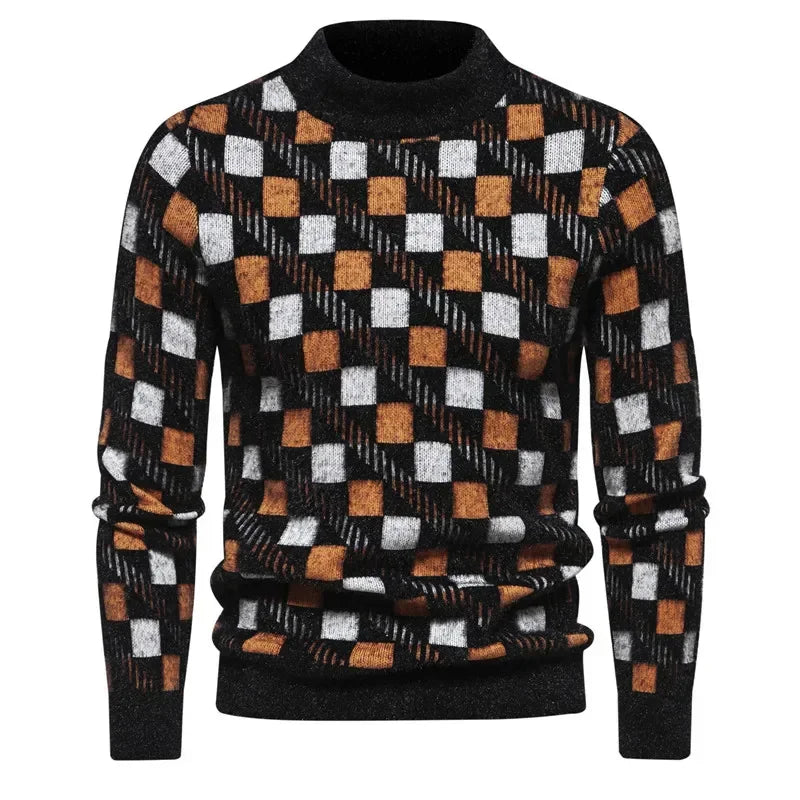 TEEK - Mens Soft Sir Knit Sweater  Pullover TOPS theteekdotcom Black-H04 L 