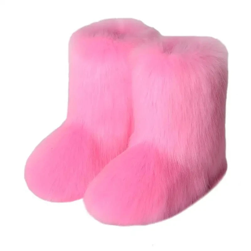 TEEK - Fluffy Faux Fox Fur Boots SHOES theteekdotcom