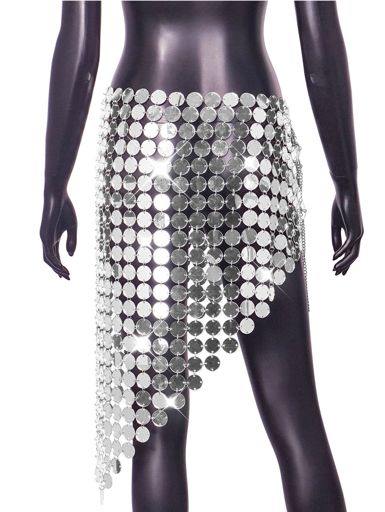 TEEK - Silver Mesh Metal Sequin Mini Skirt SKIRT theteekdotcom