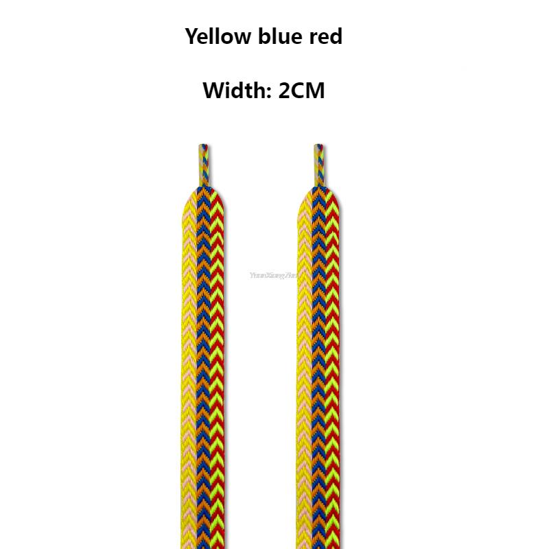 TEEK - Pair of Wide to Extra Wide Flat Shoelaces SHOELACES theteekdotcom 2 Yellow Blue Red 120cm 