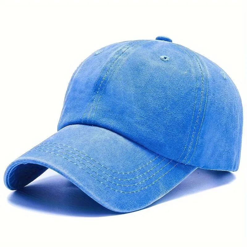 Men Women Unisex Baseball Cap Adjustable Solid Color Casual Hat Stretchy Fabric for Sports Secure Drawstring Closure Dad Hat TEEK Blue
